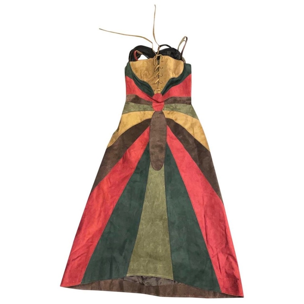 NWT Vintage Dolce and Gabbana Runway 2002 Suede Butterfly Dress
